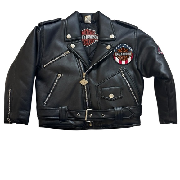 Harley-Davidson Other - Harley-Davidson Kid’s Black Faux Leather Jacket Size 6